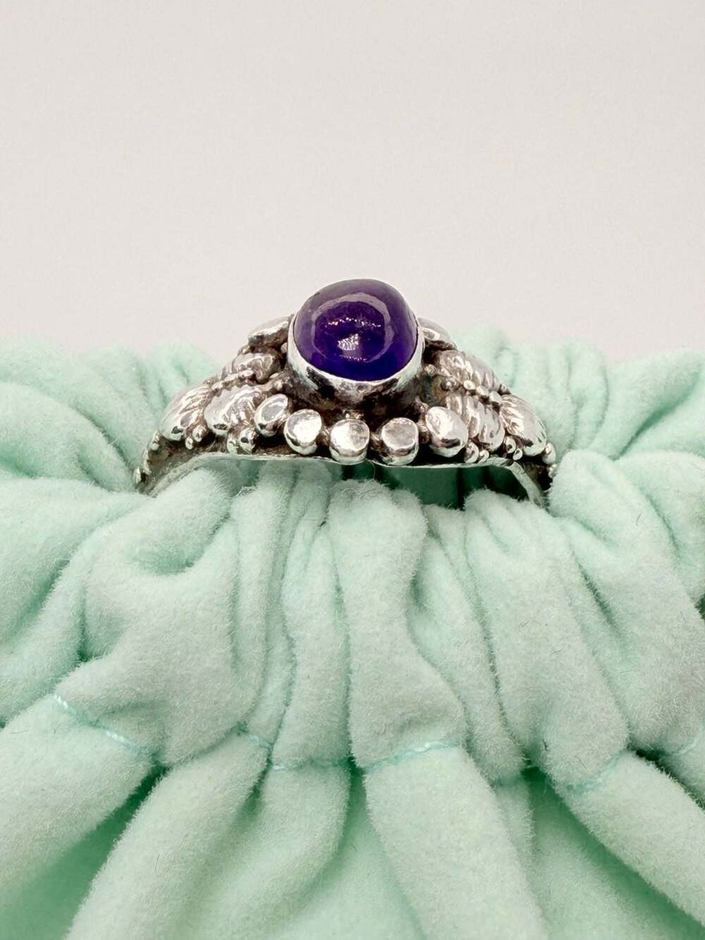 Vinther Sterling Silver Amethyst Cabochon Cluster Ring Size 8